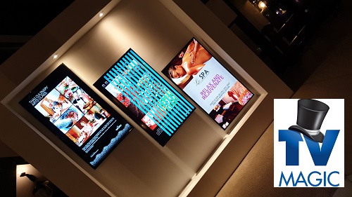 a multi TV display in a commercial property