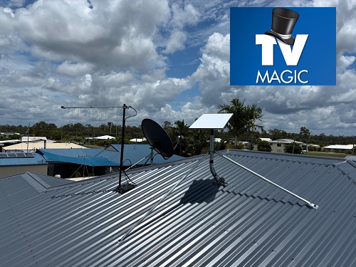 An antenna and Starlink setup installed by TV Magic
