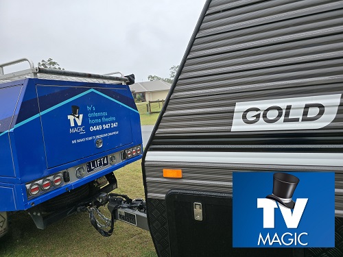 TV Magic preparing for a TV Installation on this caravan