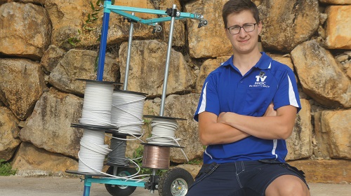 Technician with his cabling, ready to pre-wire