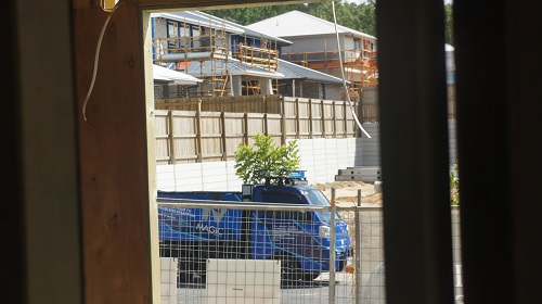 TV Magic mini truck in front of a build ready for a pre-wire fit out
