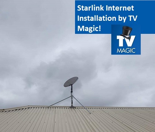 TV Magic Starlink installation - caption "Starlink internet installation" in top left corner