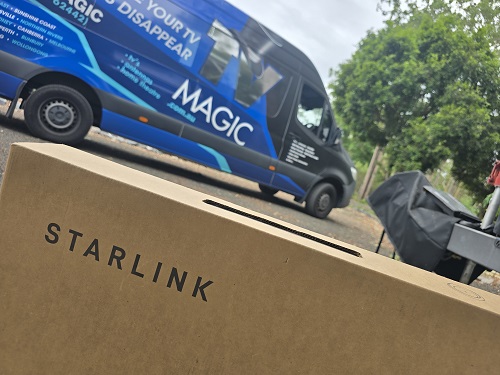 Starlink kit with TV Magic van
