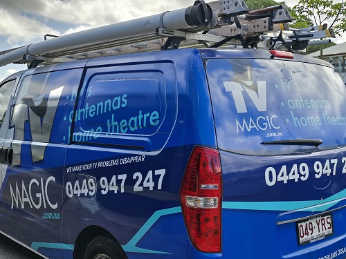 Side view of TV Magic van