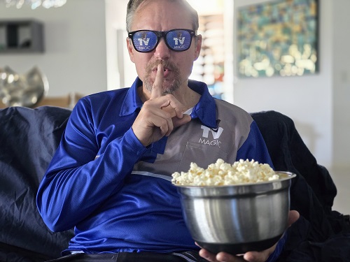 Technician with popcorn