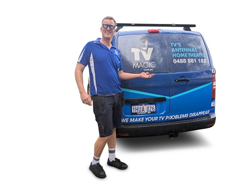 Technician - Lucas, at the rear of his van.