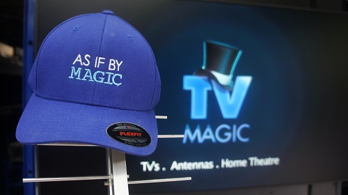 TV Magic antenna with TV Magic cap on top with caption "As If By Magic".