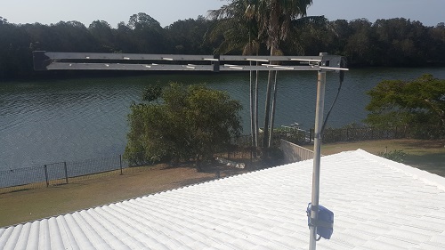 Close up of a TV Magic antenna installation