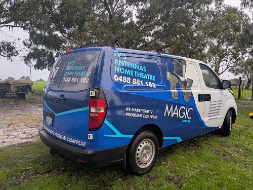 Side of technician - Lucas's Van