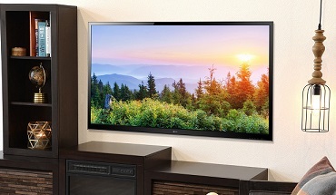 wall mounted TV in a living room