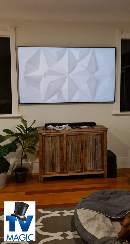 A TV Magic Samsung Frame TV Installation. TV Magic logo in bottom left corner