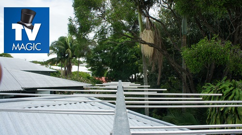 Close up of a TV Antenna with TV Magic logo in top left corner
