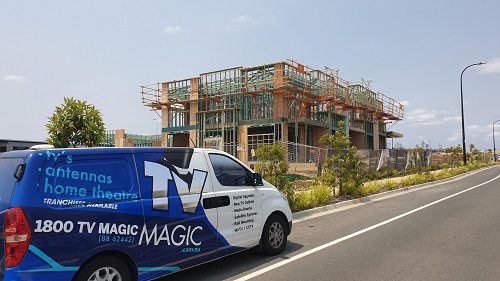 TV Magic van in front of a building ready to perform a pre-wire