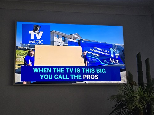 "When the TV is this big, you call in the pro's!"
