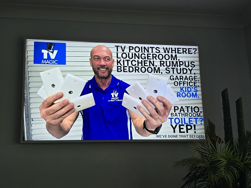 TV Points Everywhere - Technician holding up a lot of TV points