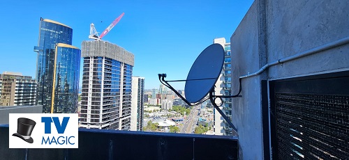A TV Magic Satellite Dish Installation. Logo in bottom left corner