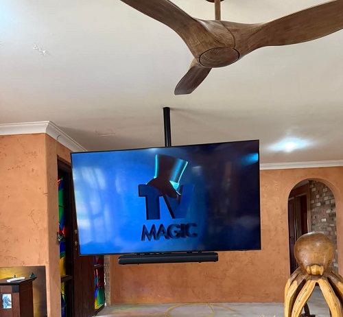 Ceiling Mounted TV installed and setup by TV Magic