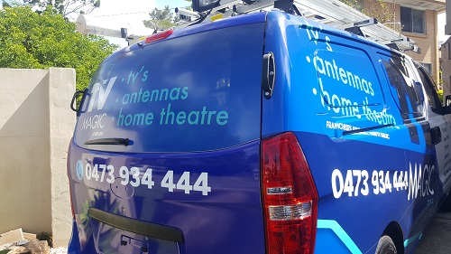 Rear of technician van.