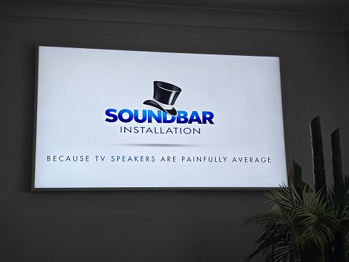 TV with our Soundbar installation service on screen.