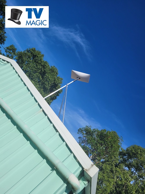 Side view of a Starlink installation