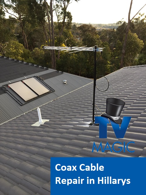 An antenna - caption "Coax Cable Repair in Hillarys"