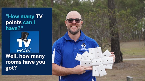 Technician holding a lot of TV points