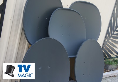 satellite dishes with TV Magic logo in bottom left corner