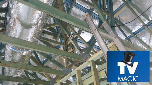 Framework of a new build, ready for pre-wiring by TV Magic