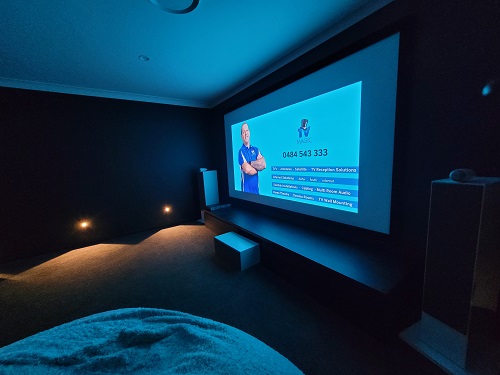A home cinema installed by TV Magic - Technician - Matt on screen.
