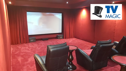 a complete home cinema with a TV Magic logo in top right corner