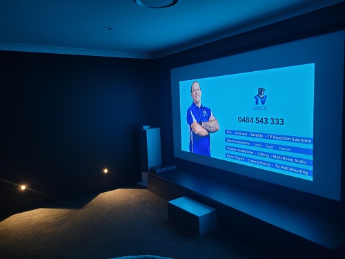 Projector setup by TV Magic. Technician - Matt on screen