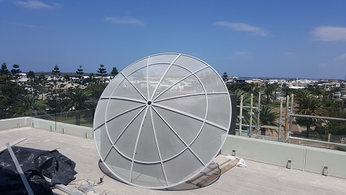 Large satellite dish for relocation.