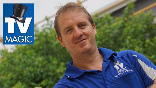 photo of technician - Brent, with TV Magic logo in top left corner