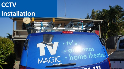 back of TV Magic van with caption "CCTV Installation" at bottom