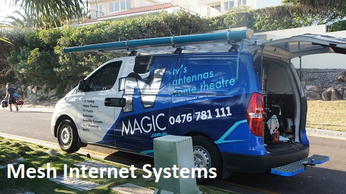 a TV Magic van with the caption "Mesh Internet Systems" at bottom of picture
