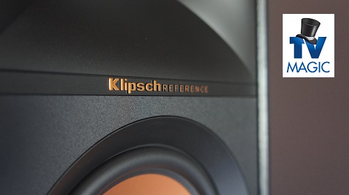 a large surround sound speaker with a TV Magic logo in top right corner