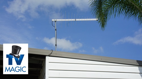 an antenna on a roof. TV Magic logo in bottom left corner