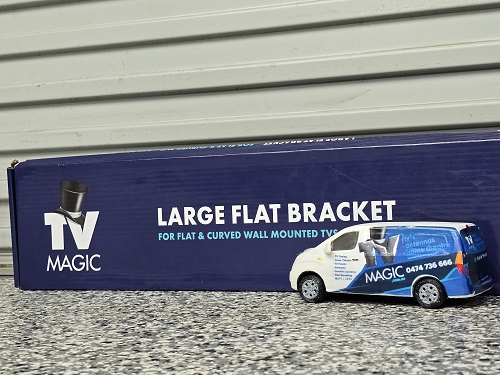 TV Magic wall bracket with mini TV Magic van
