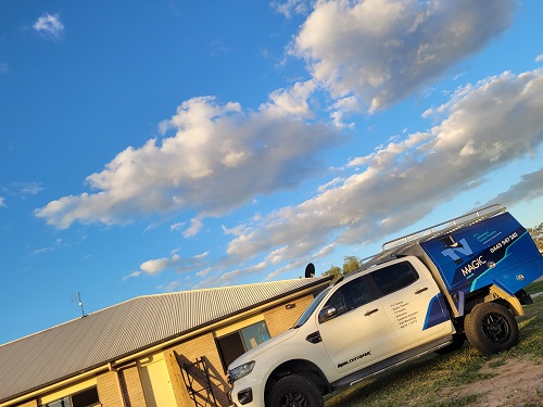 TV Magic van in front of a property where they installed a new antenna.