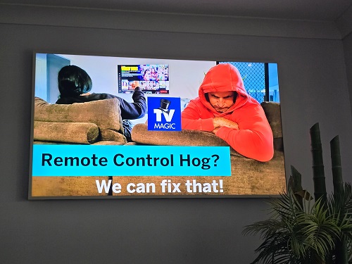 Image of a couple - Caption" Remote control hog... We can fix that!"