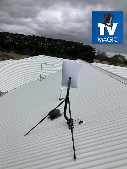 TV Magic Starlink install. Logo in top right