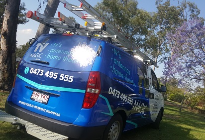 Rear/side view of technician - Gordon's van. 