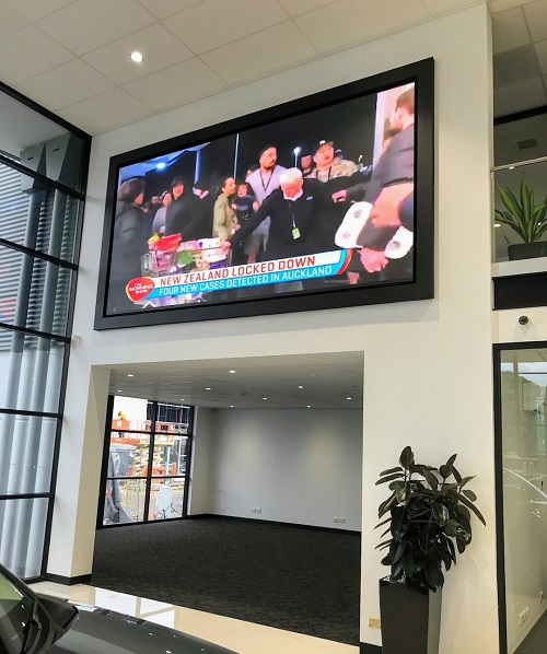 Large video wall installed in a commercial settting