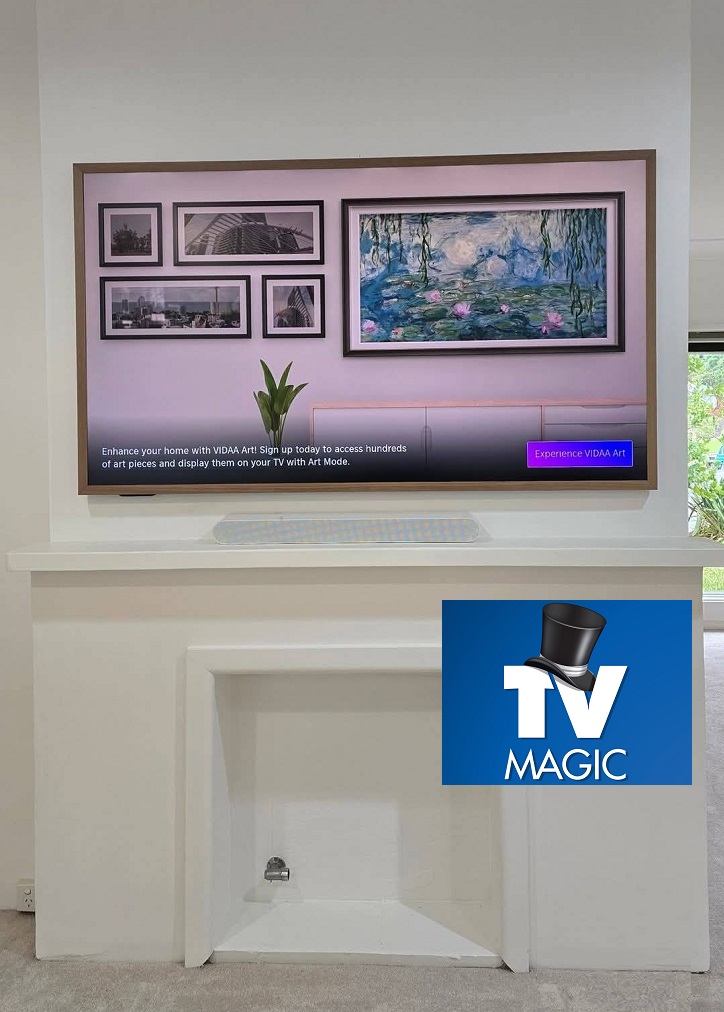 Samsung Frame above a fireplace 2026