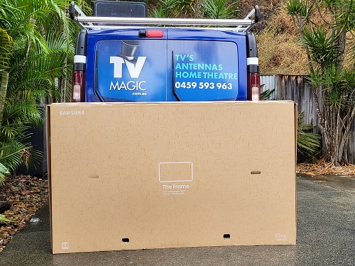 Large TV Box behind TV Magic van